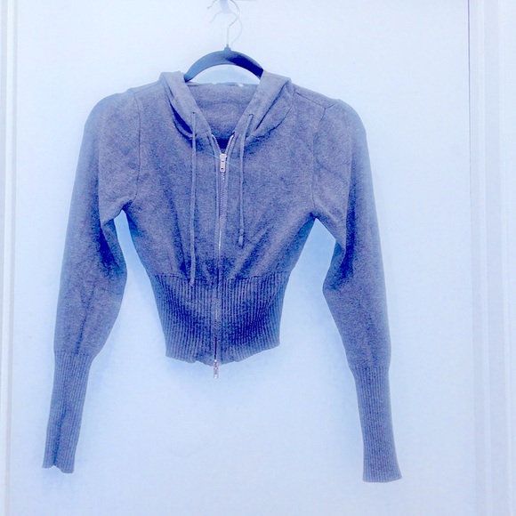 Mini cropped sweater in dark gray ribbed size small - Picture 2 of 10